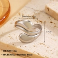Modern silver stainless steel open ring with a minimalist organic streamlined shape design - Streamline Teardrop Style (1578) / Steel