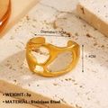 Gold plated stainless steel wide ring featuring an organic wavy cutout design - Irregular Hollow Style (1601) / Gold