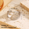 Minimalist silver-finish stainless steel hollow ring featuring organic geometric cutouts - Irregular Hollow Style (1601) / Steel