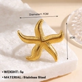 Minimalist golden starfish open ring in stainless steel with textured sea star detail - Relief Sea Star Style (1672) / Adjustable Open / Gold