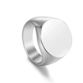 Polished silver stainless steel signet ring with a round flat top and minimalist design - US 9 / Steel