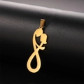 Polished gold stainless steel infinity hug pendant showing eternal love silhouette - Stainless Steel / Gold