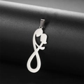 Polished stainless steel infinity embrace pendant for DIY jewelry on leather stand - Stainless Steel / Steel