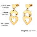 Elegante goldene Herz-Ohrhänger aus Edelstahl mit Maßen und Gewichtsinformationen - Hohlherz-Stil / Gold