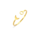 Minimalist gold moon and sun stainless steel open ring for women on white background - Open Ring / Gold