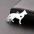 Colgante de lobo en acero inoxidable chapado en oro 18K con diseño de corazón - Plateado