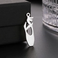 Polished stainless steel ballet slipper pendant with a glossy mirror finish on a dark base - Pendant Only (Without Chain) / Steel