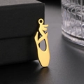 Detailed close-up of polished gold-plated stainless steel ballet slipper pendant - Pendant Only (Without Chain) / Gold