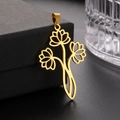 Polished gold lotus flower pendant with hollow three-bloom design for jewelry DIY - Gold