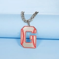Collier en acier inoxydable avec pendentif lettre G au design de couture de baseball - Lettre G / Acier