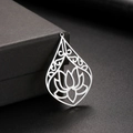 Silberner Lotus-Hohl-Anhänger in Tropfenform aus Edelstahl für DIY-Schmuck - Silber