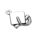 Antique silver graduation cap charm with tassel detail for DIY necklaces and keychains - Antique Silver