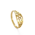 Bague en acier inoxydable doré poli avec pentagramme et nœuds celtiques sur fond blanc - US 6 / Or