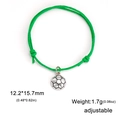 Adjustable green braided rope bracelet with a detailed silver football pendant charm - Green
