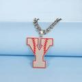 Collier hip hop en acier inoxydable avec pendentif lettre Y style baseball sur chaîne - Lettre Y / Acier
