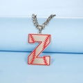 Collier lettre Z avec motif couture de baseball et chaîne à mailles argentée - Lettre Z / Acier