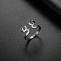 Polierter Edelstahl Elchgeweih Ring mit minimalistischem verstellbarem Horndesign - Einstellbar Offen / Stahlfarben
