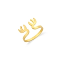 Poliertes 18K Gold Hirschgeweih Edelstahl Ring offenes und verstellbares minimalistisches Design - Gold