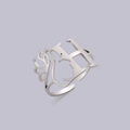 Polished silver stainless steel open ring featuring a hollow letter H and profile face - Steel Letter H