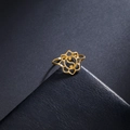 Gold stainless steel lotus mandala ring featuring a classic yin yang symbol - US 7 / Gold