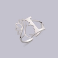 Artistic silver open ring featuring a hollowed-out profile and lotus petal design - Steel Letter L