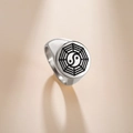 Anello da uomo in acciaio inossidabile Tai Chi Yin Yang con motivo Bagua - US 9 / Colore acciaio