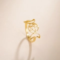 Anillo único de acero inoxidable dorado con diseño de triple luna y pentagrama calado - US 6 / Dorado