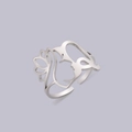 Artistic silver open ring featuring a hollow profile portrait with a brushed metal finish - Steel Letter Q