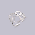 Adjustable stainless steel ring with cutout letter R and feminine side profile face design - Steel Letter R