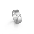 Silver stainless steel wide band ring with hollow clover pattern and polished finish - US 7 / Steel