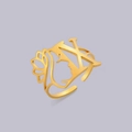 Adjustable gold plated stainless steel ring featuring cutout letter K and profile design - Gold Letter X