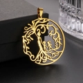 Pendente albero della vita in oro 18K con silhouette della famiglia madre e figli - Oro-Madre Albero Bambino e Bambina