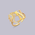 Adjustable golden stainless steel ring featuring cutout face profile and letter N design - Gold Letter Y