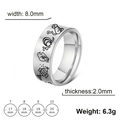 8mm stainless steel band ring with engraved cartoon animal icons for couples - US 7 / Steel