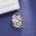 Bague ouverte en acier inoxydable avec engrenage évidé style steampunk argenté - Ouvert Réglable / Acier
