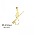 Colgante de gato en escoba de acero inoxidable dorado de 31,3x34mm para collar - 31.3mm*34mm / Dorado