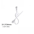 Colgante de gato en escoba de acero inoxidable plateado, tamaño 31,3x34mm para collar - 31.3mm*34mm / Color acero