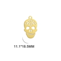 18K vergoldeter Titanstahl Sugar Skull Anhänger mit hohlem, geschwungenem Muster - 11.1*18.5mm / Gold