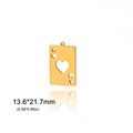 18K gold plated stainless steel Ace of Hearts poker pendant 13.6x21.7mm for DIY jewelry - Ace of Hearts Style / Gold