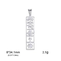 Detailed macro of silver Egyptian Ankh and Eye of Horus pendant, size 8x34.1mm - Steel Color Rectangle Style