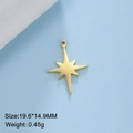 Golden stainless steel eight-pointed star pendant charm for jewelry making, 19.6x14.9mm - Style A / Gold