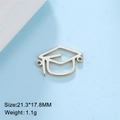 Macro view of graduation cap charm with dimensions 21.3x17.8mm for DIY jewelry - Steel
