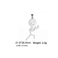 Pendentif bonhomme allumette en acier poli avec majeur levé et dimensions pour bijoux DIY - Couleur Acier