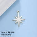 Polished silver octagonal star pendant 18x24.5mm stainless steel jewelry charm - Style B / Steel