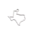 Detailed close-up of hollowed-out stainless steel Texas map pendant for DIY jewelry - Steel