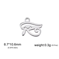 Detailed view of Eye of Horus pendant with dimensions 8.7x10.6mm and weight 0.3g - Steel