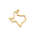 Minimalist gold Texas state map pendant in polished stainless steel on white background - Gold