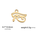 Detail view of gold Eye of Horus pendant with dimensions 8.7x10.6mm and weight 0.3g - Gold