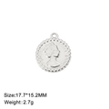 Silver vintage Elizabeth II coin pendant in 17.7x15.2mm stainless steel for DIY jewelry - Style B / 17.7*15.2mm / Steel