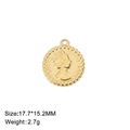 Vintage Queen Elizabeth II gold coin pendant charm in 17.7mm size for DIY jewelry - Style B / 17.7*15.2mm / Gold